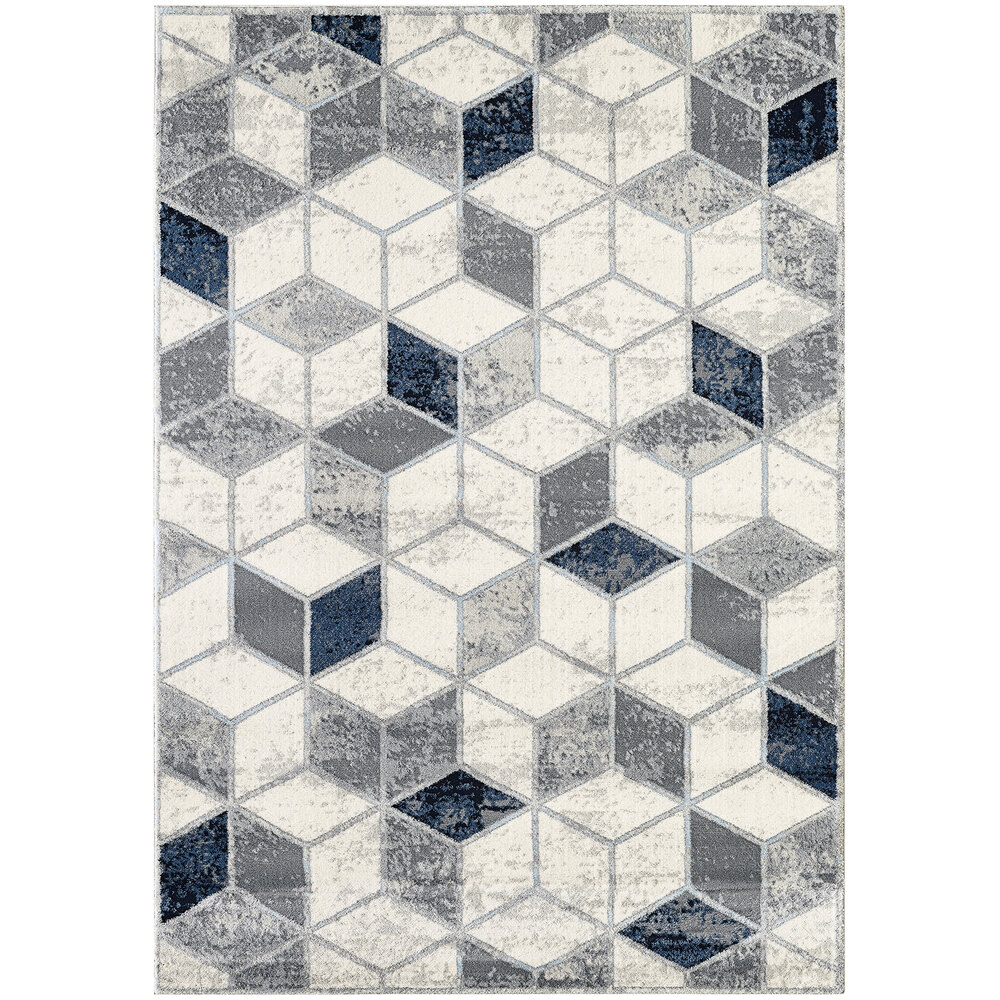 Abani Arto Collection 6' x 9' Neutral Gray Contemporary Geometric Cubes ...