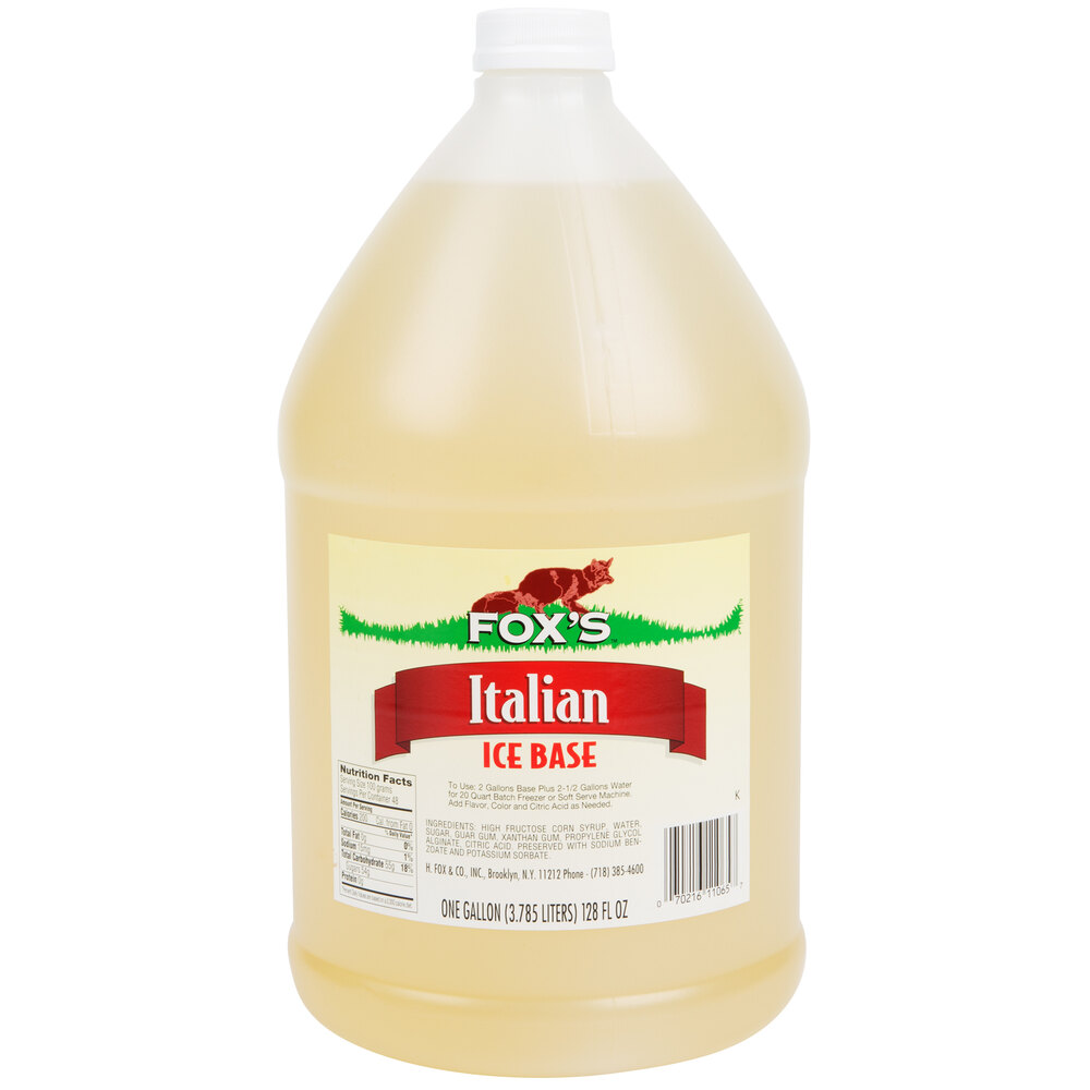 Fox's 1 Gallon Neutral Italian Ice Syrup Base 4/Case