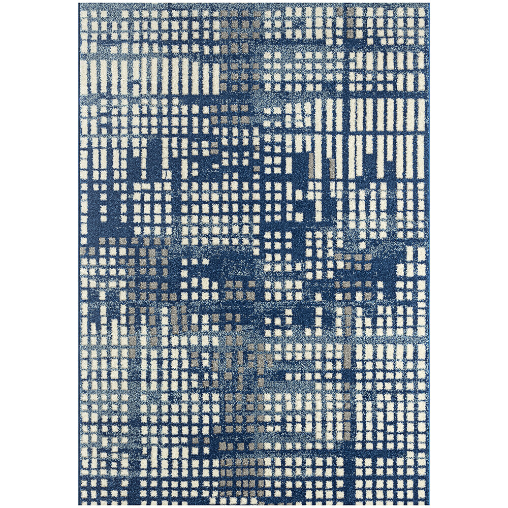 Abani Casa Collection 4' x 6' Cream / Navy Contemporary Abstract Area Rug