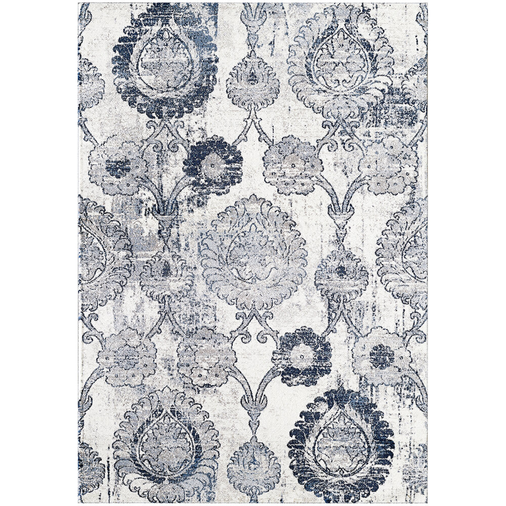 Abani Arto Collection 3' x 5' Cream / Blue Distressed Bohemian ...