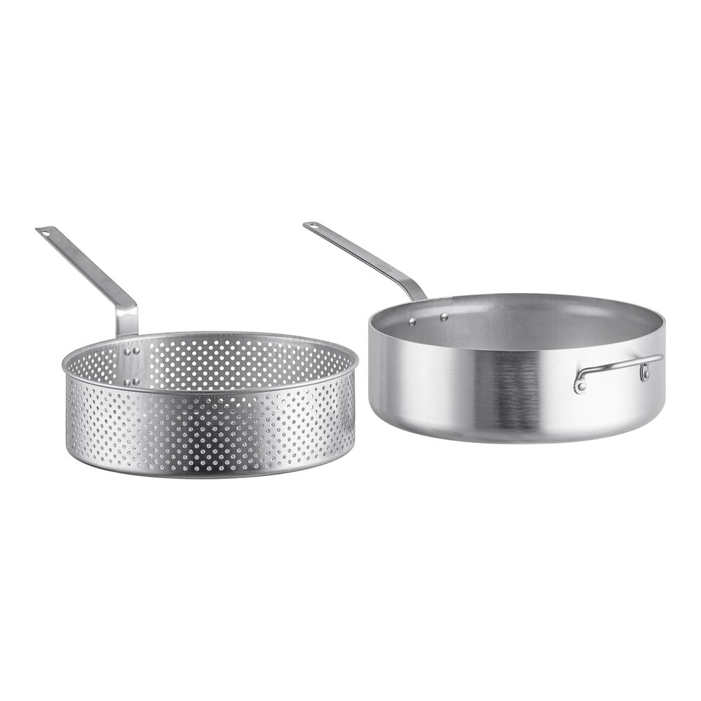 Vollrath Wear-Ever 12 Qt. Heavy-Duty Aluminum Fry Pot with Basket and  Plated Handle 681112