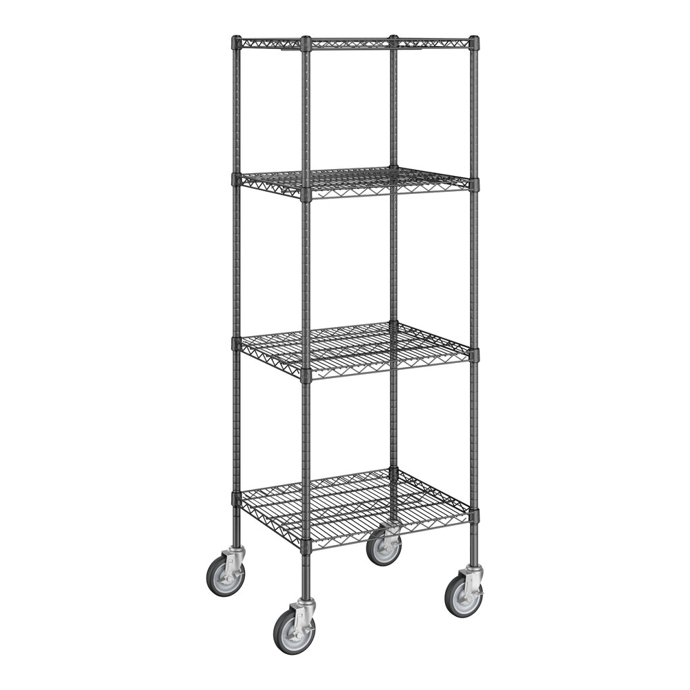 Regency 21" x 24" NSF Black Epoxy 4-Shelf Kit with 64" Posts and Casters
