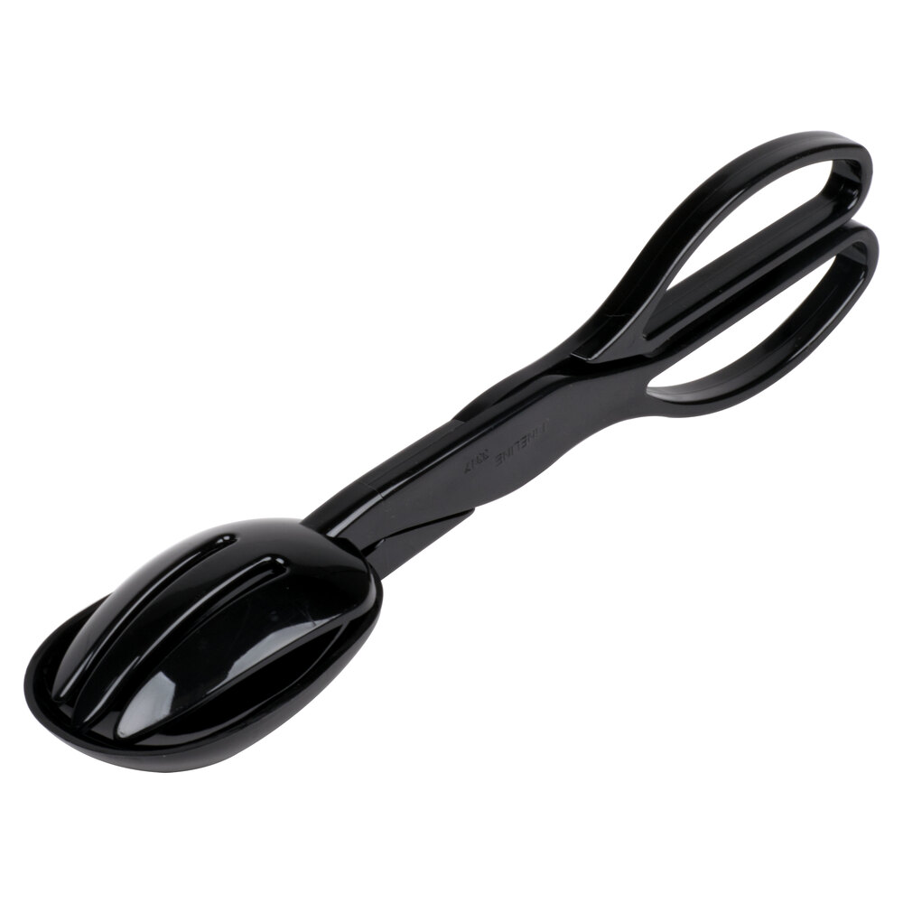Fineline 3304BK Platter Pleasers 11 1/2" Black Plastic Salad Tong
