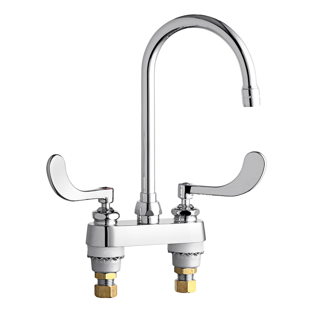 Chicago Faucets 895317GN2AE3XKAB 2.2 GPM DeckMounted Faucet with 4" Centers, 5 1/4" Rigid