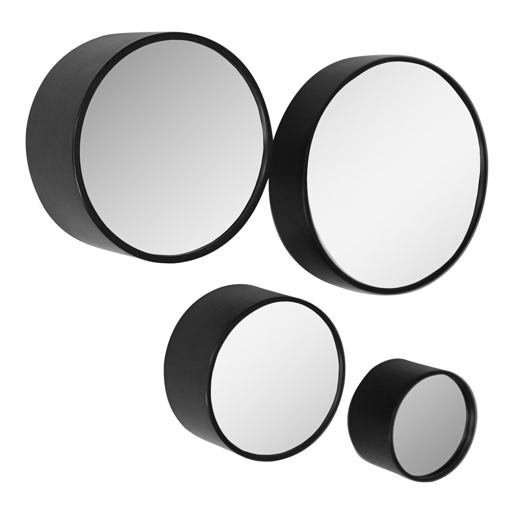 Kalalou Set of 4 Round Antique Black Metal Wall Mirrors