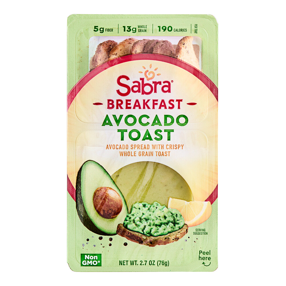 Sabra Breakfast Avocado Toast with Avocado Spread and Crispy Whole Grain Toast 2.7 oz. 8/Case