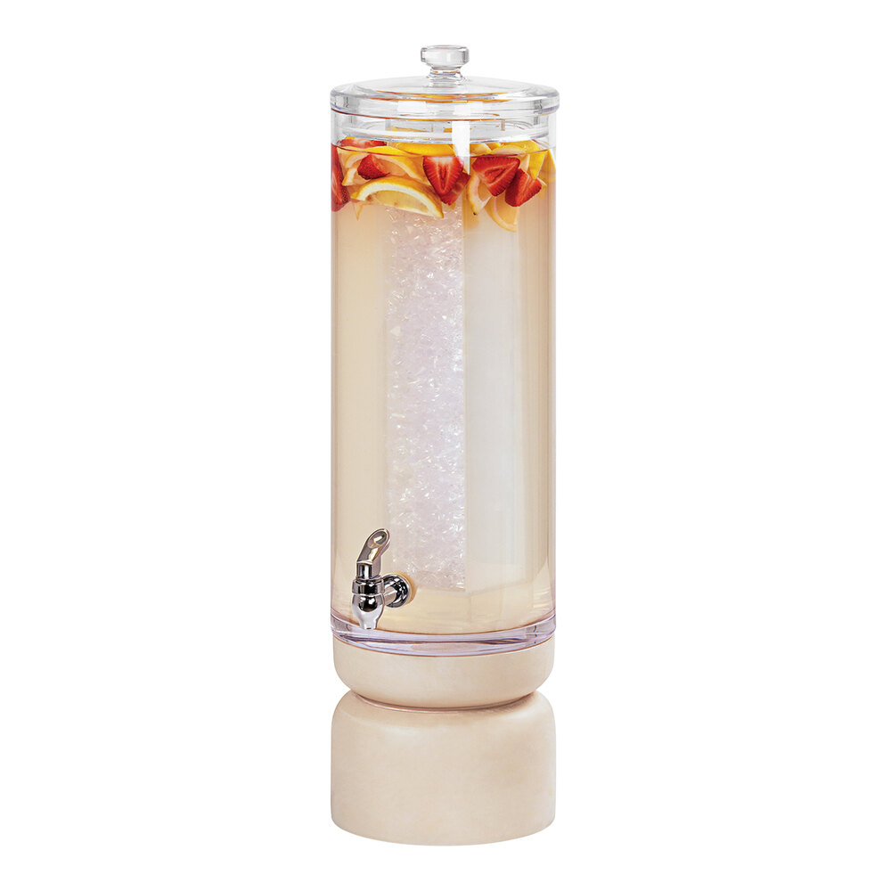 CalMil Newport 3 Gallon Round Beverage Dispenser with Ice Chamber and WhiteWashed Pine Wood
