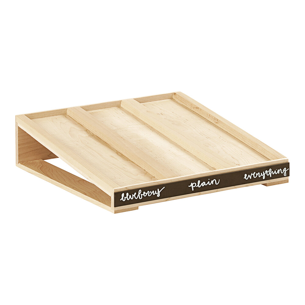 CalMil Blonde 15" x 16" x 4 1/4" Maple Wood Angled Bagel Holder Base 2206271