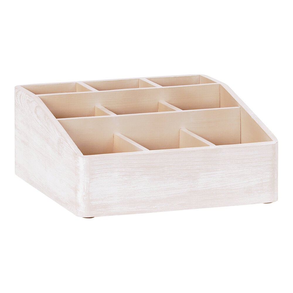 Cal-Mil Newport 9-Section White-Washed Pine Wood Condiment Organizer ...
