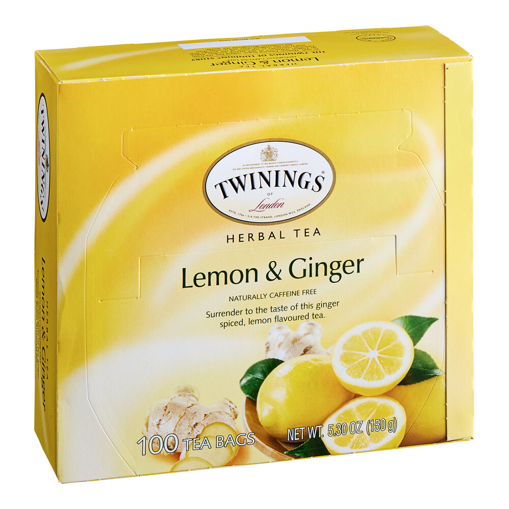 Twinings Lemon & Ginger Herbal Tea Bags 100/Box