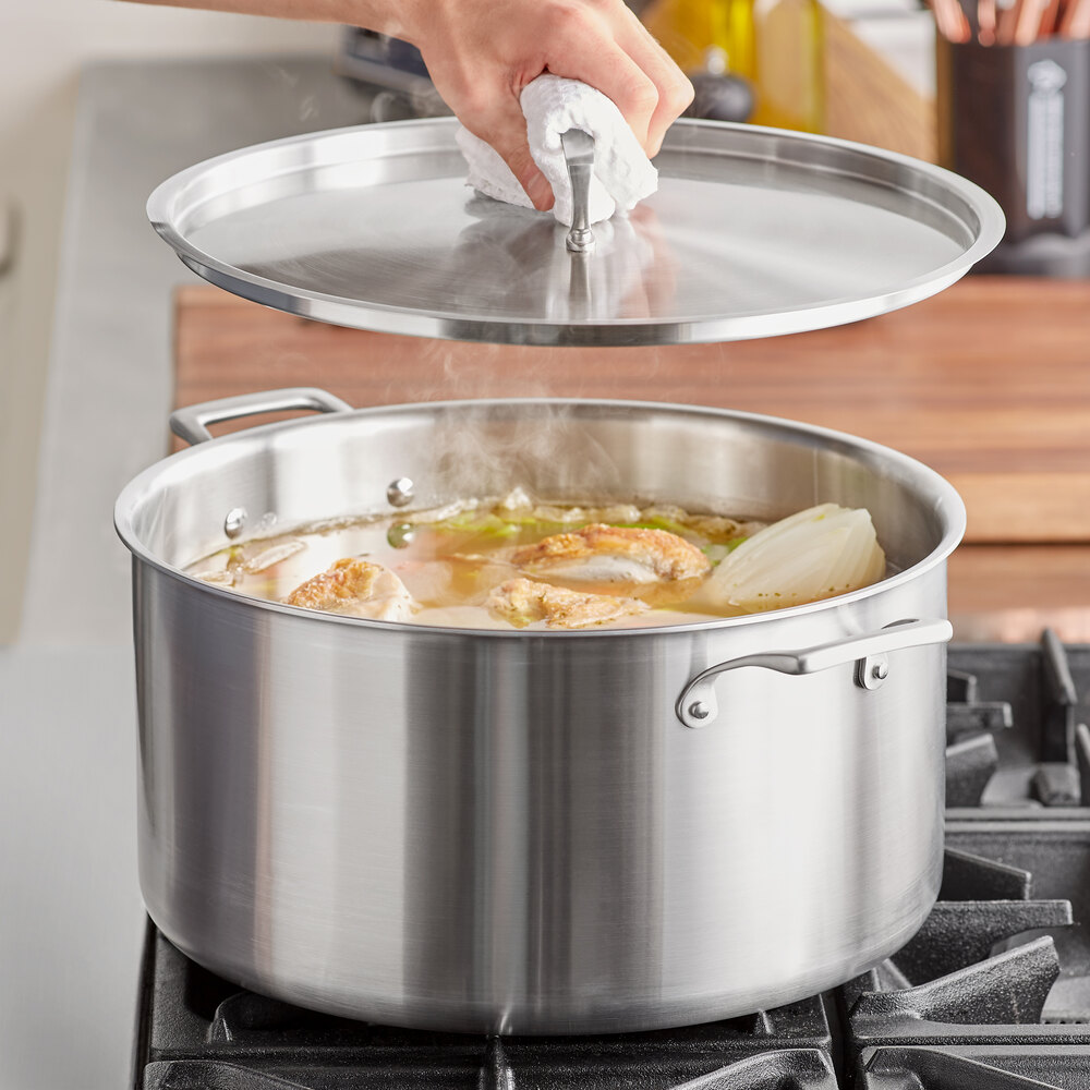 SS3 Series 20 Qt. Tri-Ply Stainless Steel Stock Pot with Cover