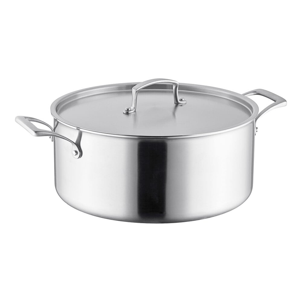 SS3 Series 10 Qt. Tri-Ply Stainless Steel Brazier with Cover