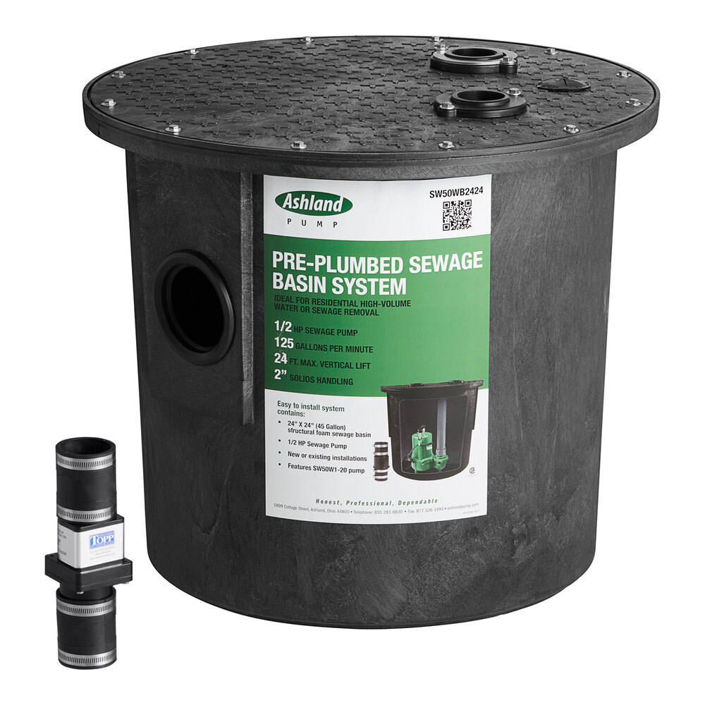 Ashland Pump SW50WB2424 2" Sewage Basin Kit 1/2 HP