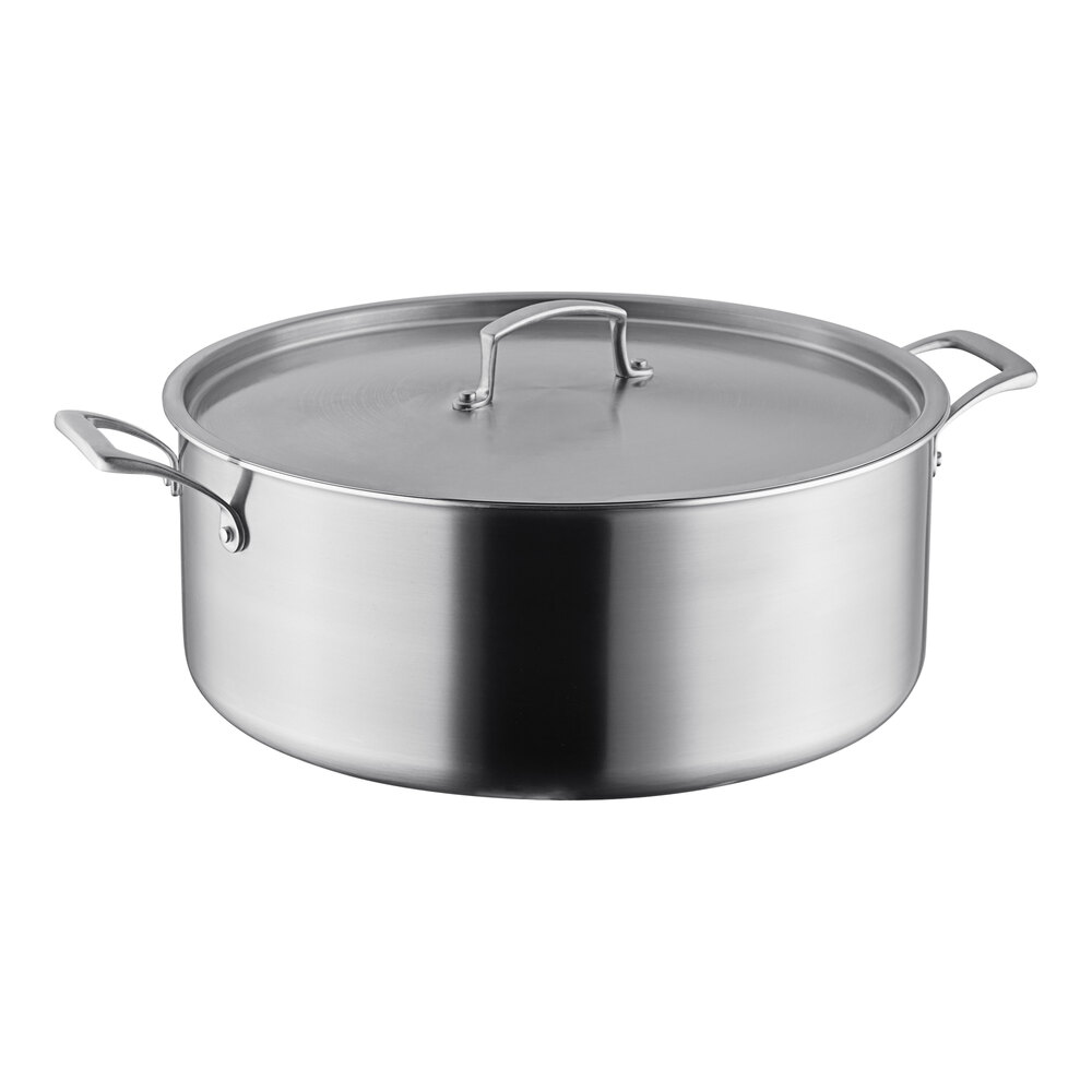 Vivicreate 27.5 Quart Stainless Steel Stock Pot – Heavy Duty With Glass Lid, Tri-Ply Bottom For Even Heating