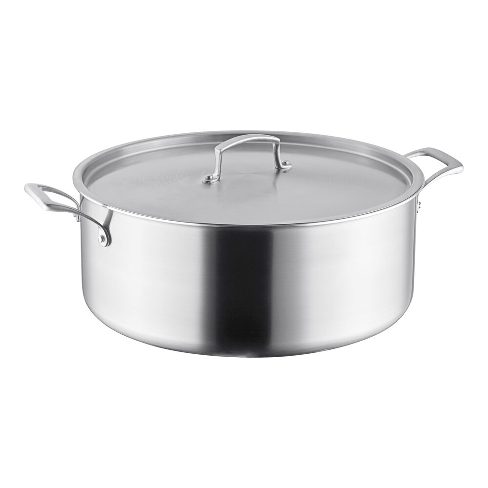 SS3 Series 16 Qt. Tri-Ply Stainless Steel Stock Pot with Cover