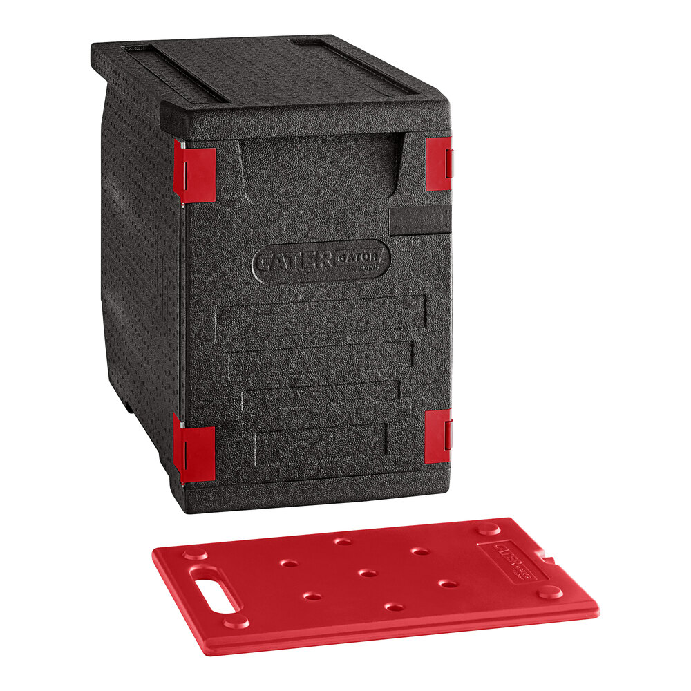 CaterGator Dash Black Front Loading EPP Insulated Food Pan Carrier with Hot Board 6 Full Size