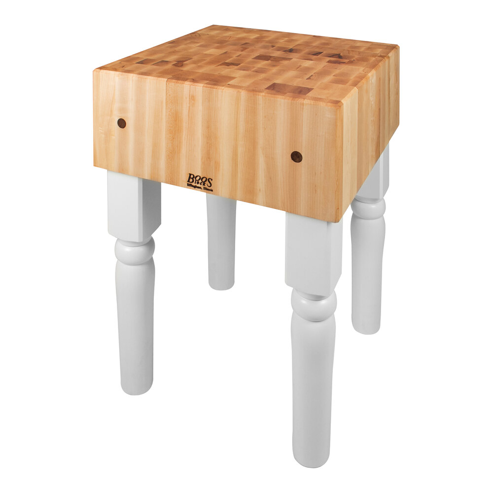 John Boos & Co. AB05CAL 24" x 24" AB Maple Butcher Block with 2 1/2" Casters and Alabaster Base