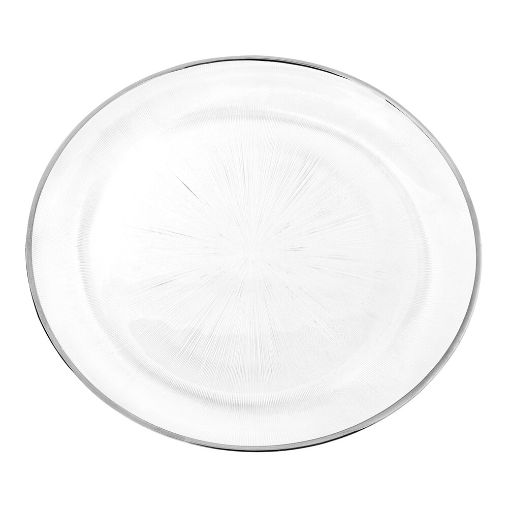 American Atelier 13" Round Elite Silver Rim Glass Charger Plate by Jay