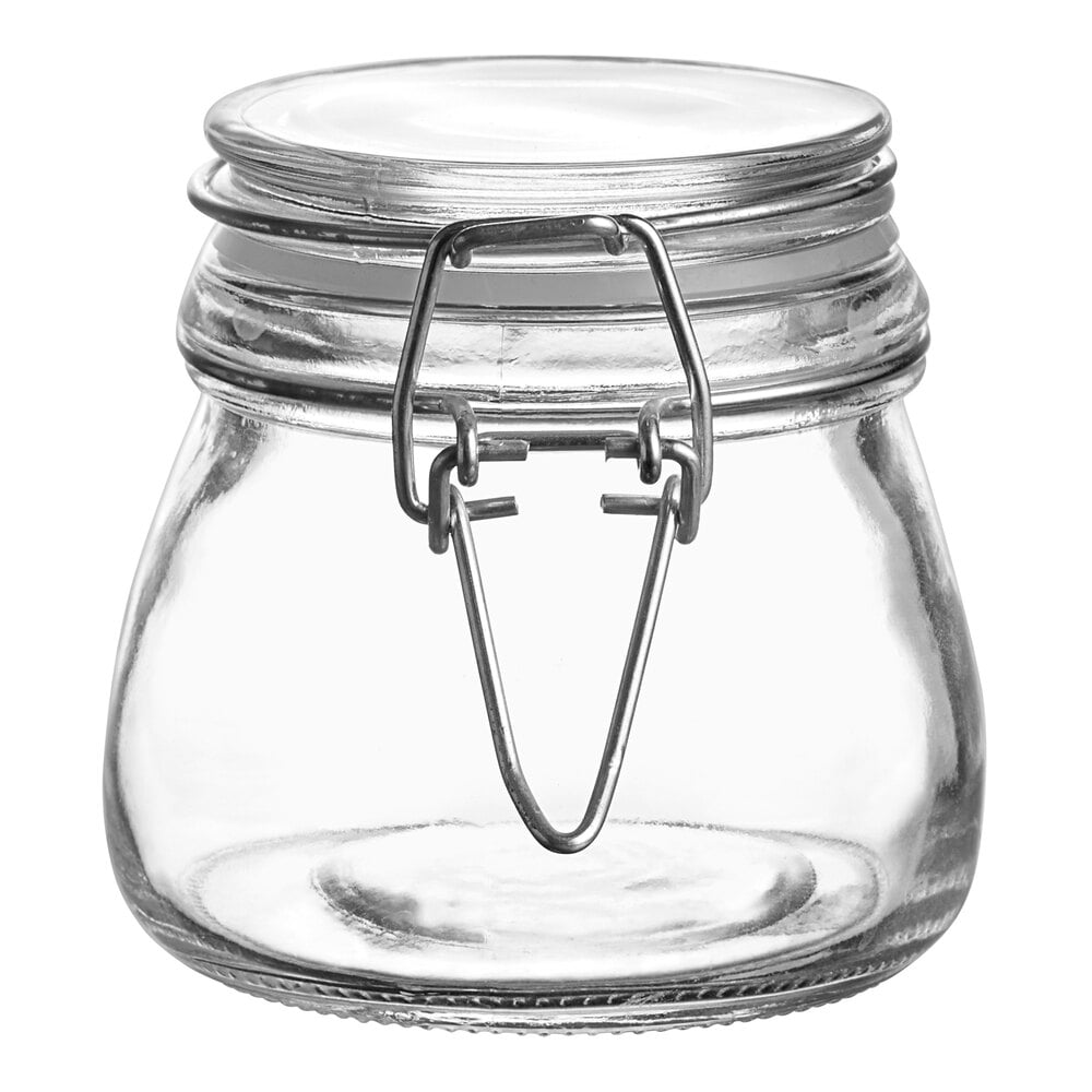 Choice 5 oz. Hinge Top Glass Storage Jar 4/Pack