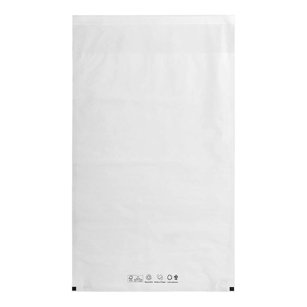 Vela 15 3/4" x 23 1/2" White Customizable Paper Layflat Shipping Bag ...