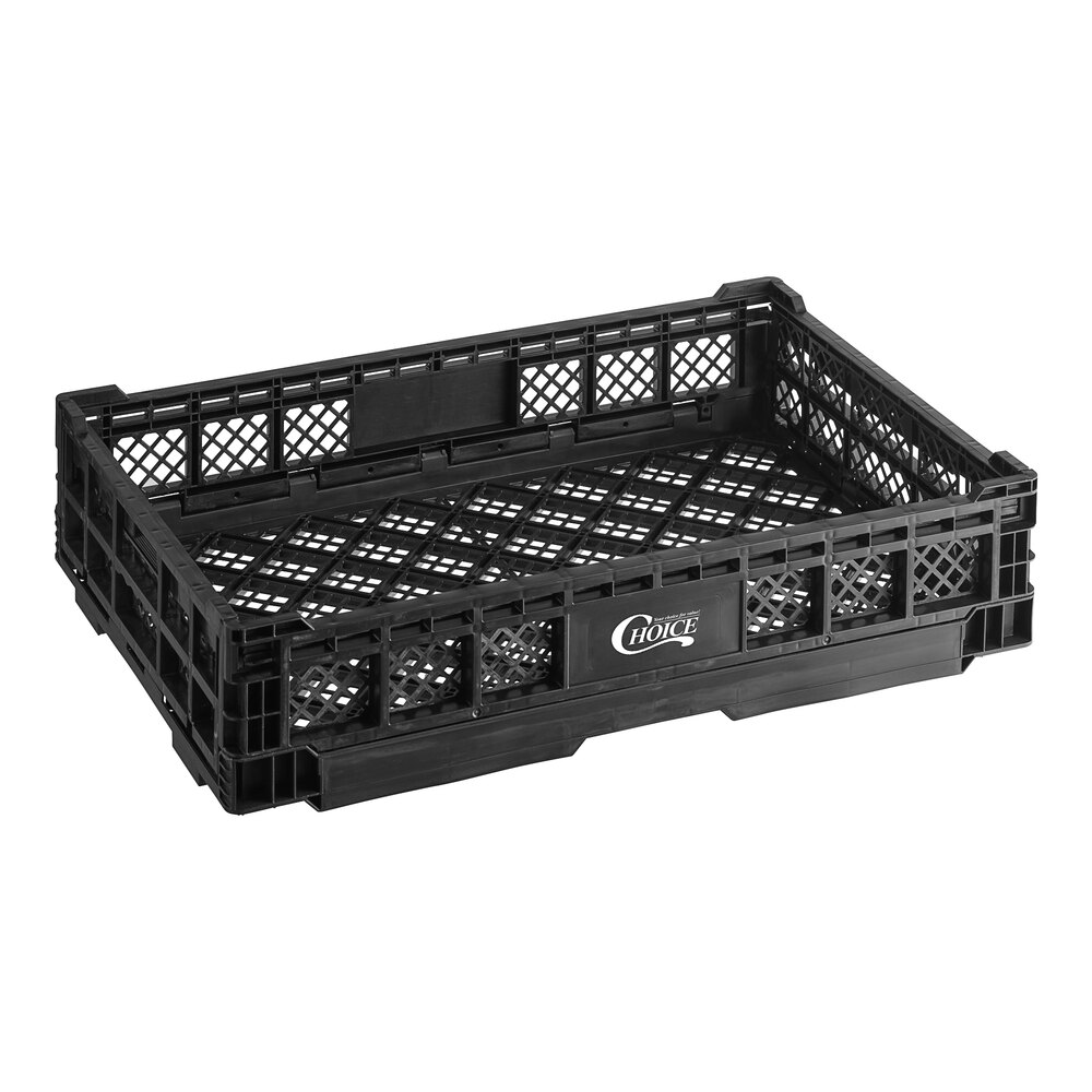 Choice Black Vented Collapsible Crate 24" x 16" x 4 3/4"