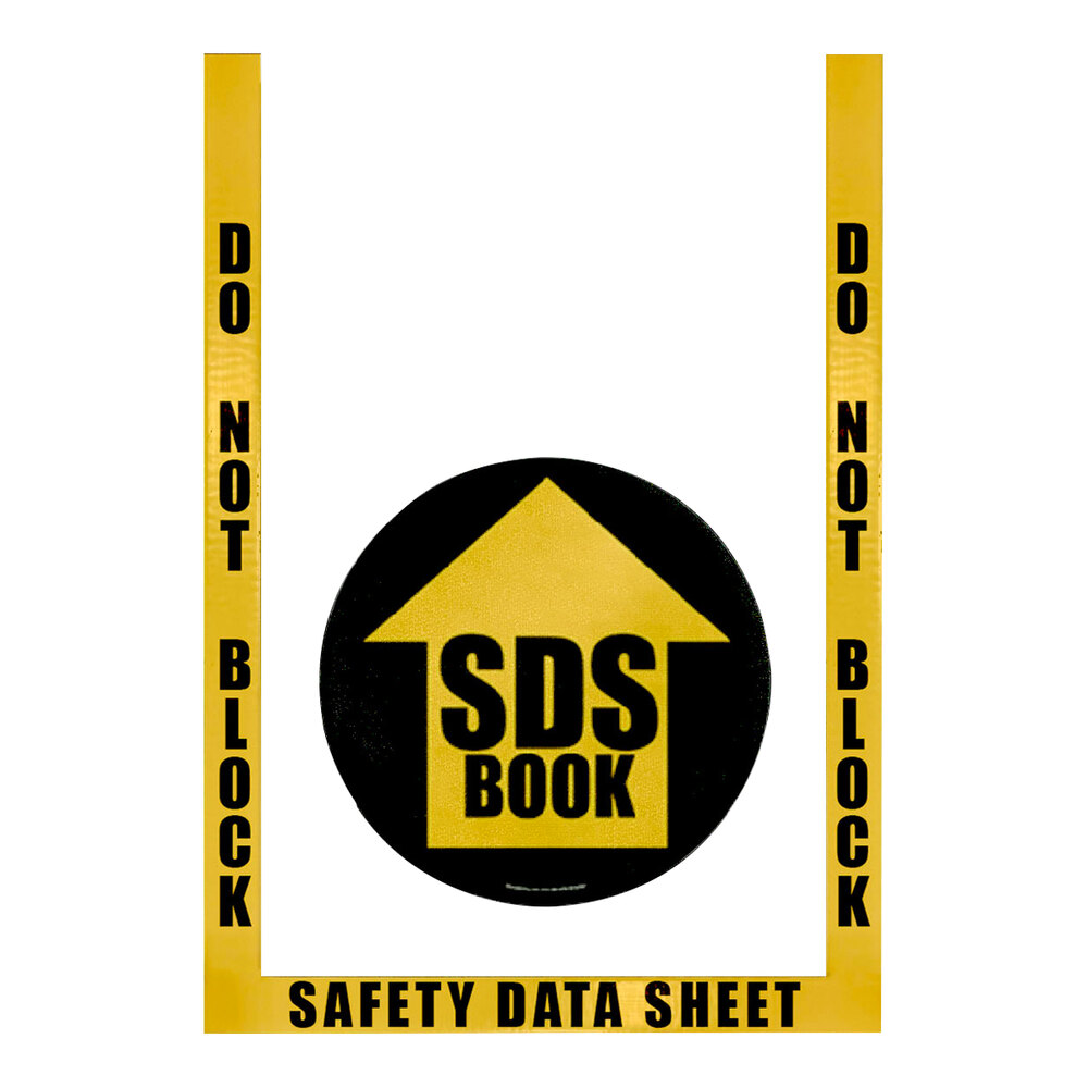 Superior Mark 24" x 36" Yellow / Black Rubber "Do Not Block SDS Book" Safety Floor Sign Kit