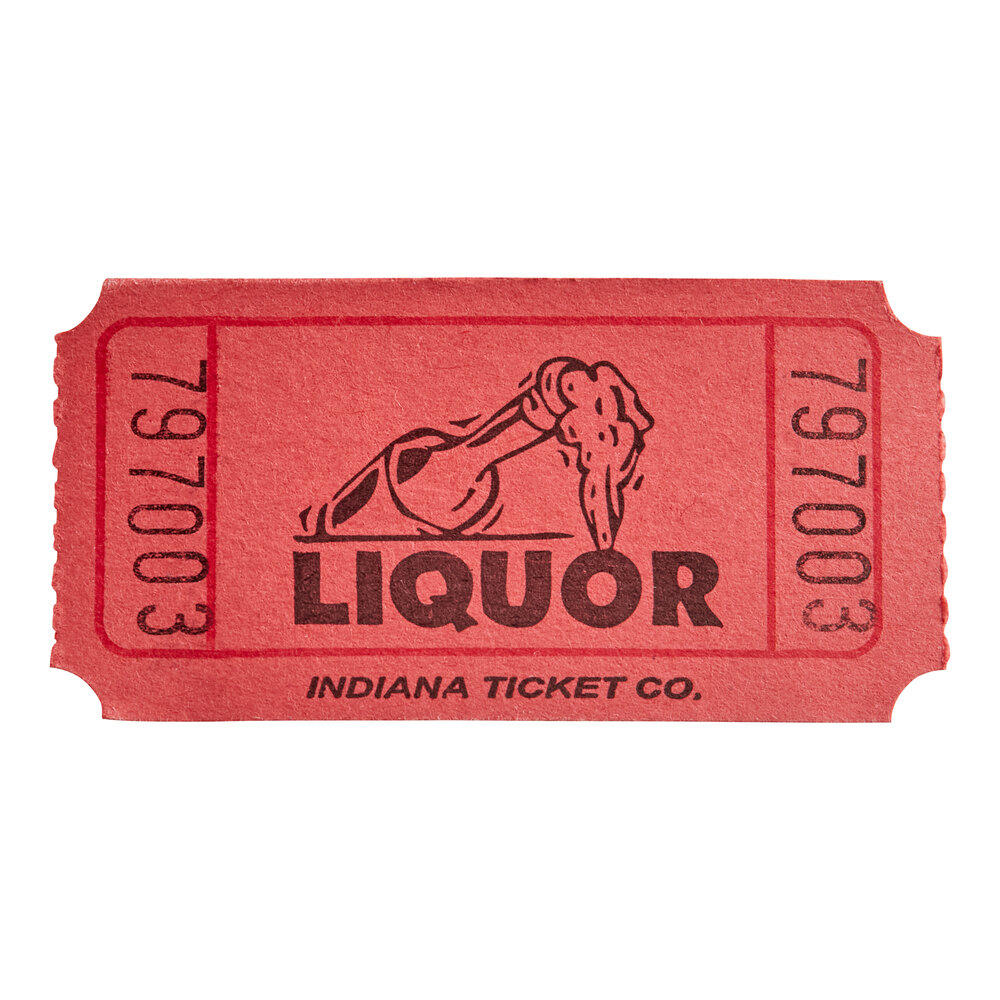 Red 1Part "Liquor" Raffle Ticket 1000/Roll