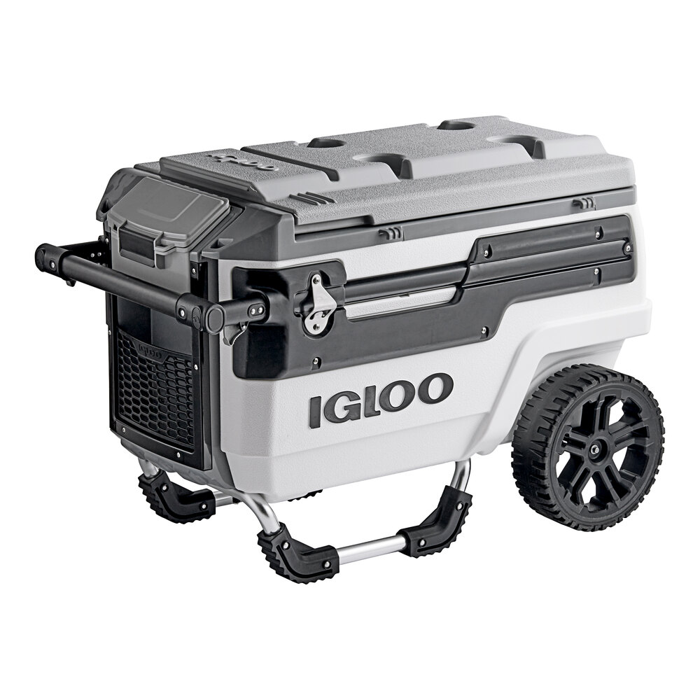 Igloo 34579 Trailmate Journey 70 Qt. White Mobile Cooler with Glide Handle