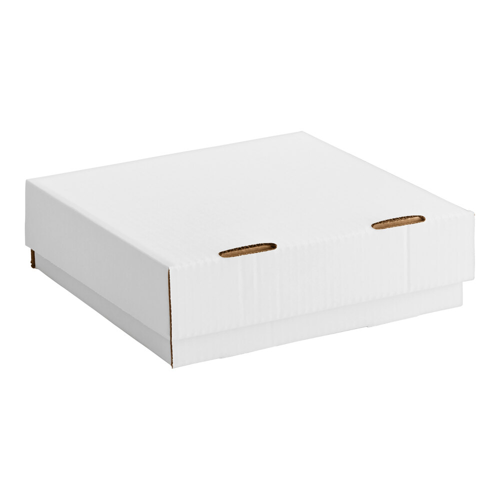 10" x 10" x 3" White Corrugated 1Piece Bakery Box 50/Case
