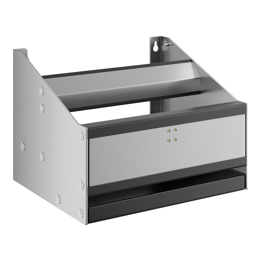 A Regency stainless steel double tier speed rail with two shelves.