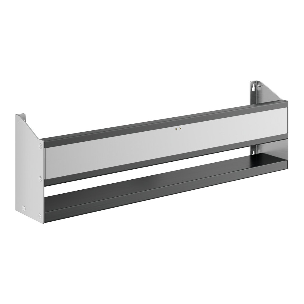 A stainless steel rectangular Regency speed rail with two shelves.