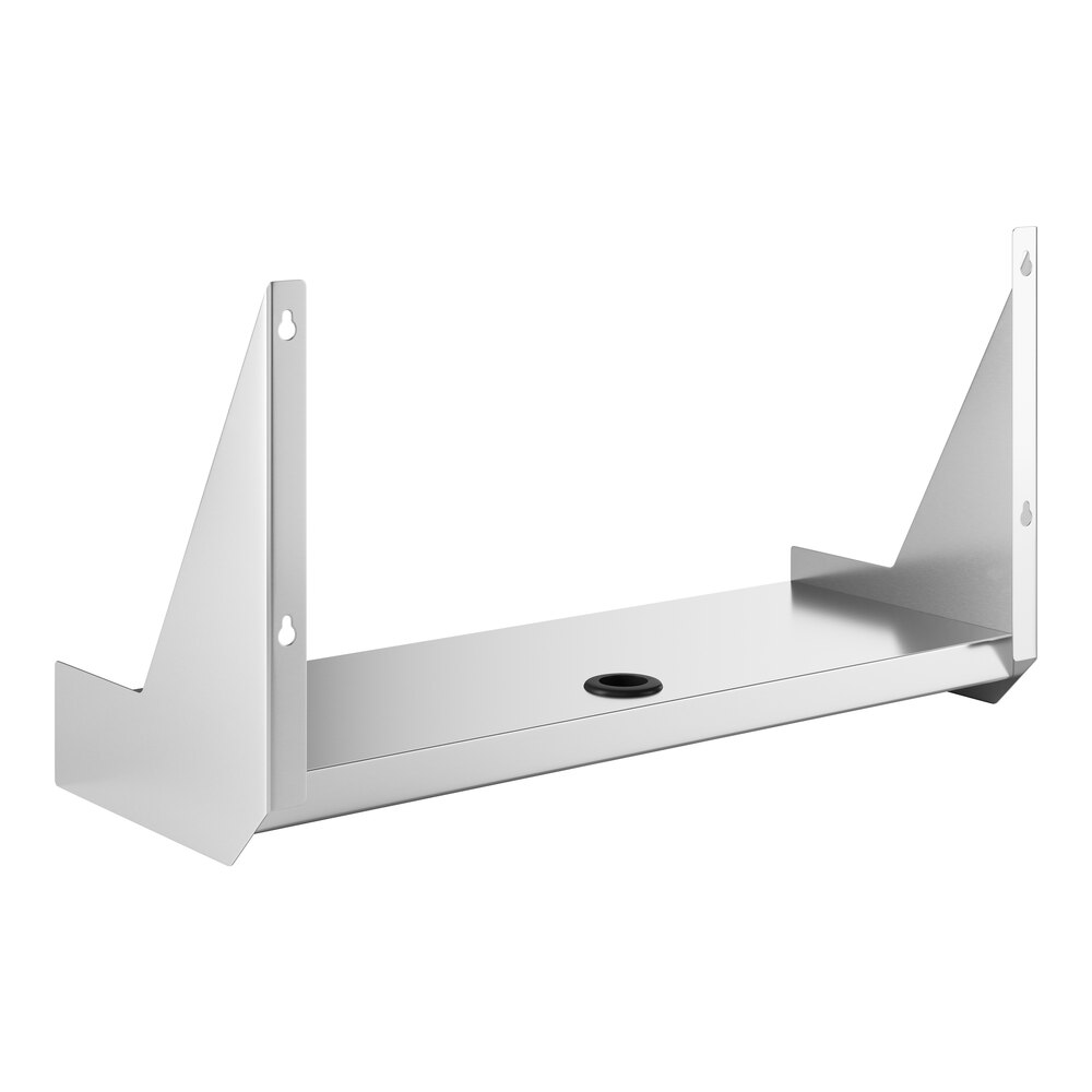 A Regency stainless steel underbar blender shelf with a hole in the middle.