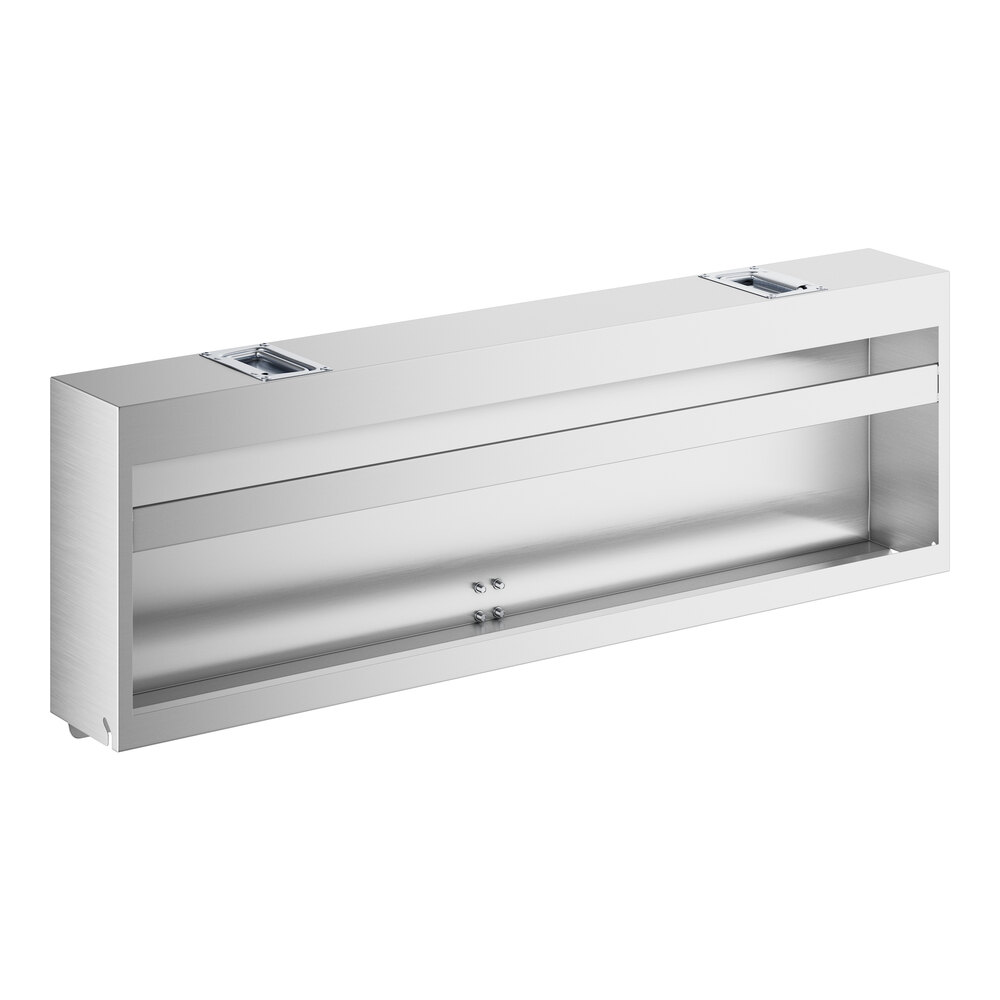 A silver metal Regency cover for a shelf.