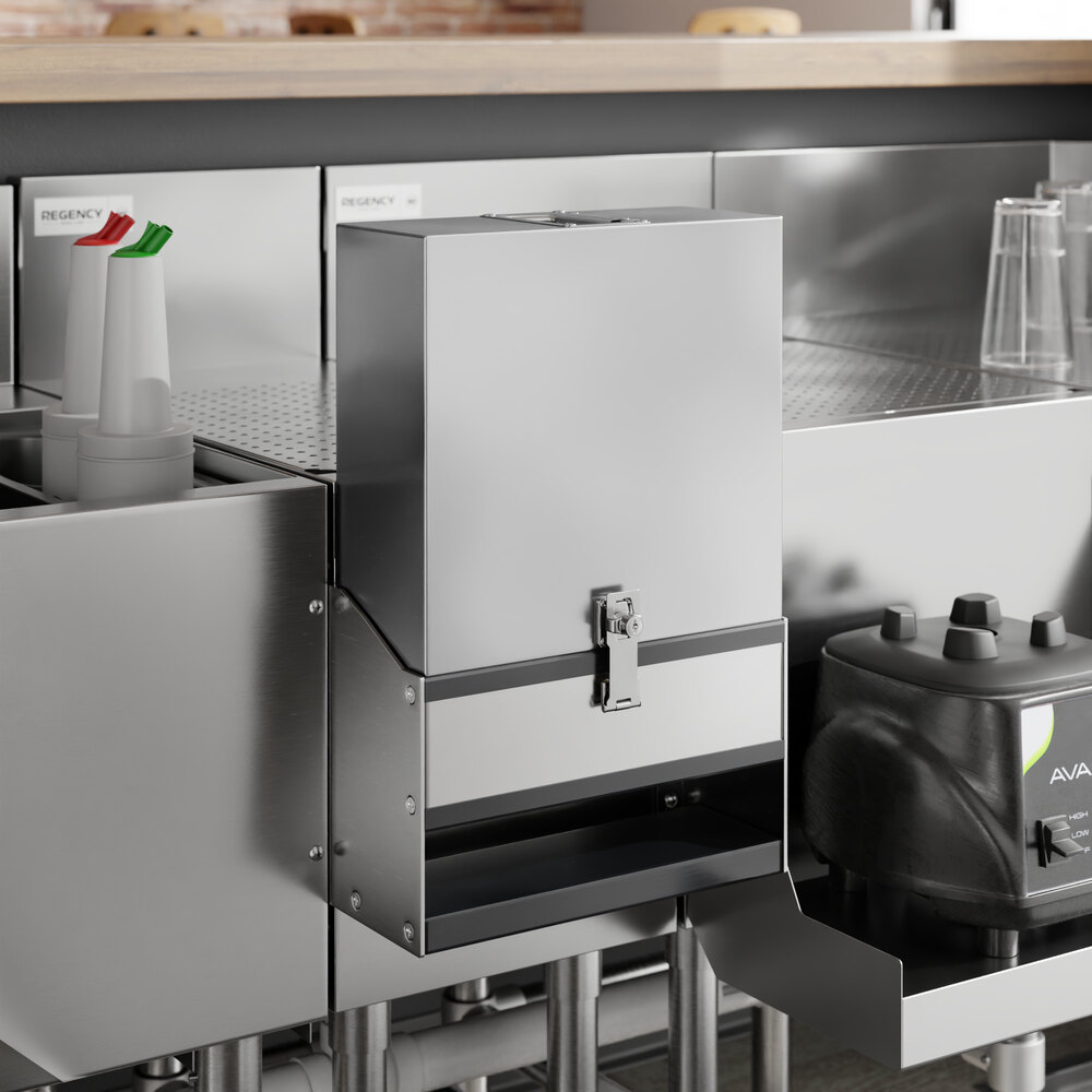 A stainless steel Regency cover on a counter.