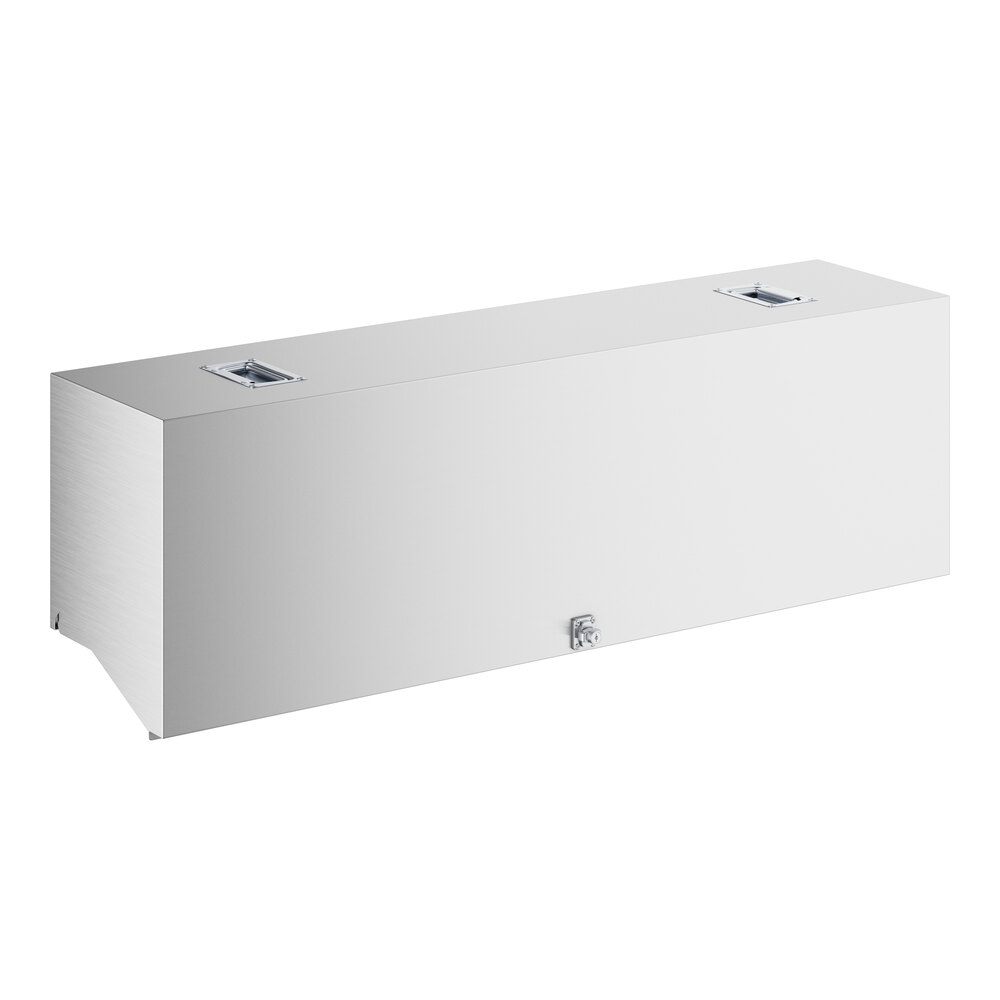 A stainless steel cover for Regency double tier speed rails with two rectangular holes.