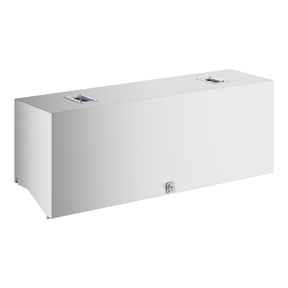 A white rectangular stainless steel cover with metal holes for two tier speed rails.