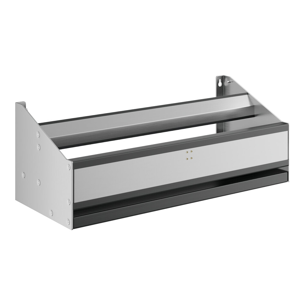 A stainless steel Regency double tier speed rail on a white background.