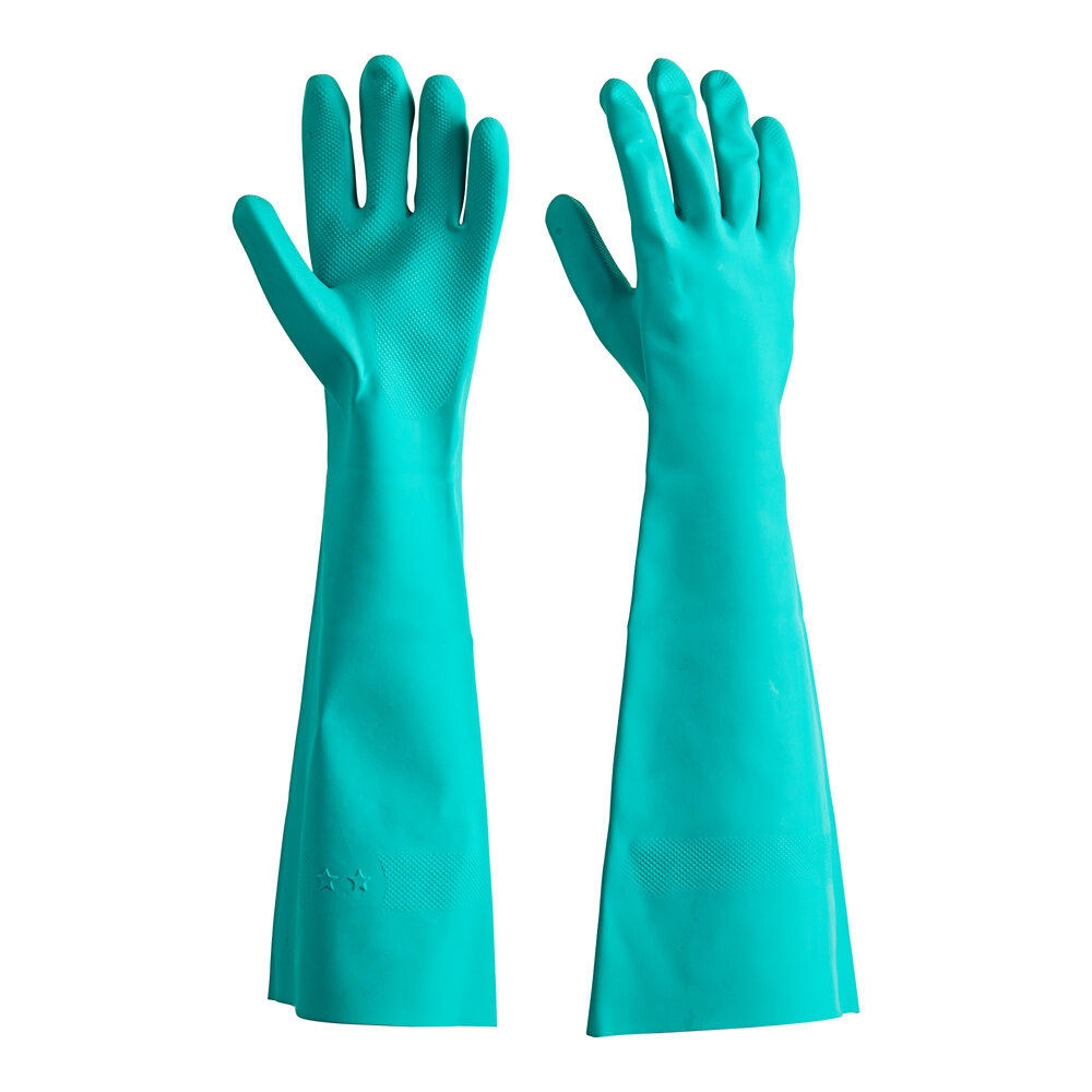 Lavex 18" Green 22 Mil Unlined Nitrile Gloves Small 12/Pack