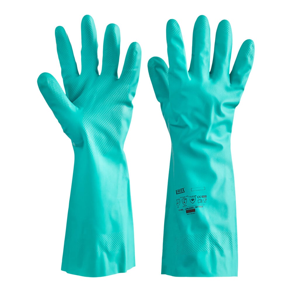 PREMIUM GREEN NITRILE GLOVES, - 15 MIL, 13 LONG, UNLINED - 12 PAIRS - Large PREMIUM GREEN NITRILE GLOVES, - 15 MIL, 13 LONG, UNLINED - 12 PAIRS - Large