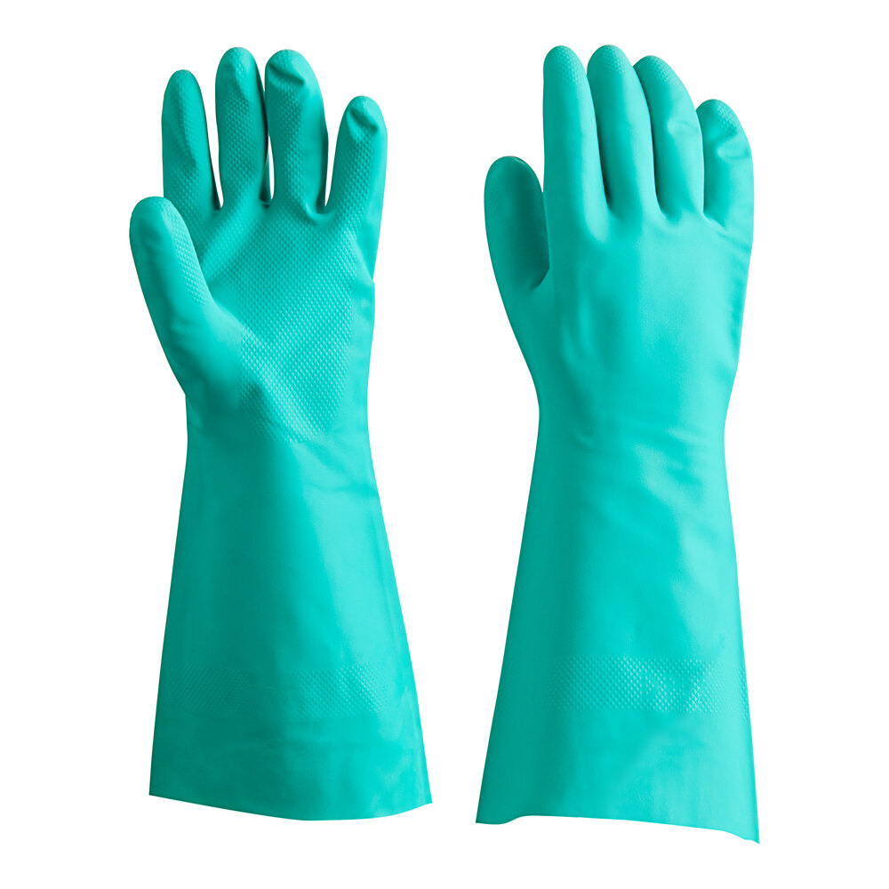 Lavex 13" Green 11 Mil Unlined Nitrile Gloves Large 12/Pack