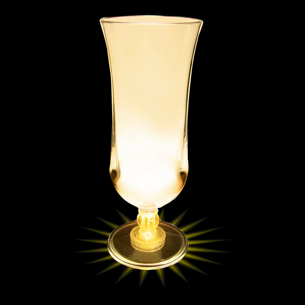 15 oz. Customizable Plastic Hurricane Cup with Yellow LED Light 48/Case