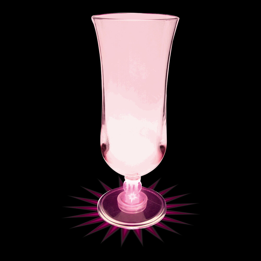 15 oz. Customizable Plastic Hurricane Cup with Pink LED Light 48/Case