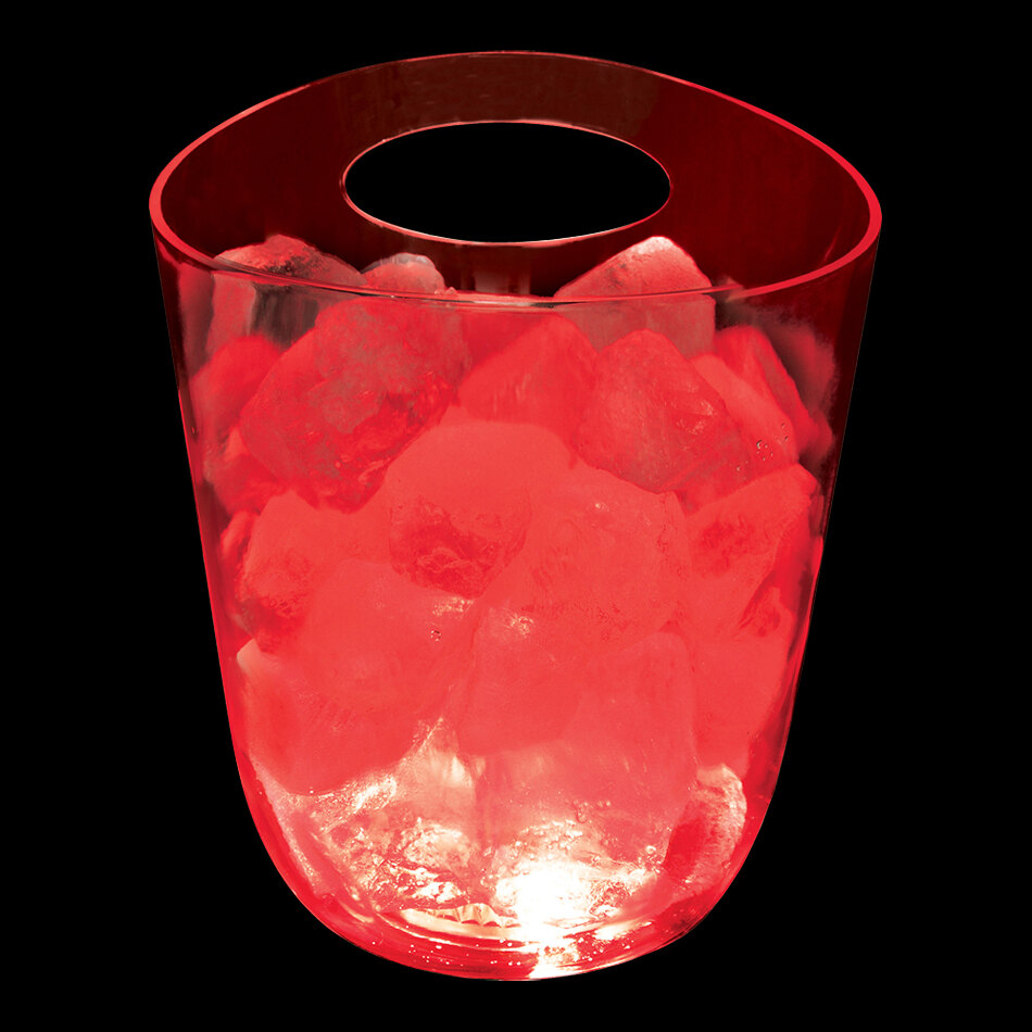 125 oz. Customizable Plastic Champagne Bucket with 5 Red LED Lights and