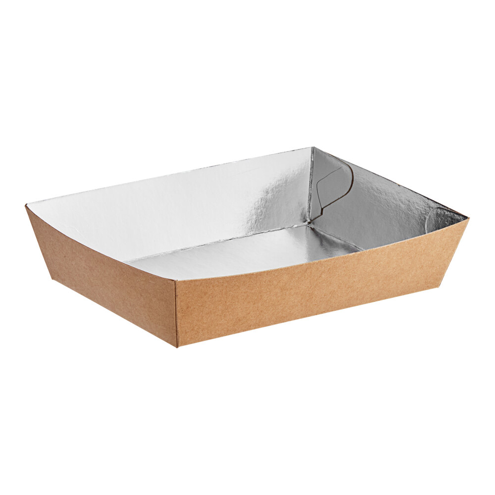 Carnival King 8 lb. Large Foiled Paper Food Tray 6 5/16 inch x 4 5/16 inch x 1 5/8 inch - 500/Case