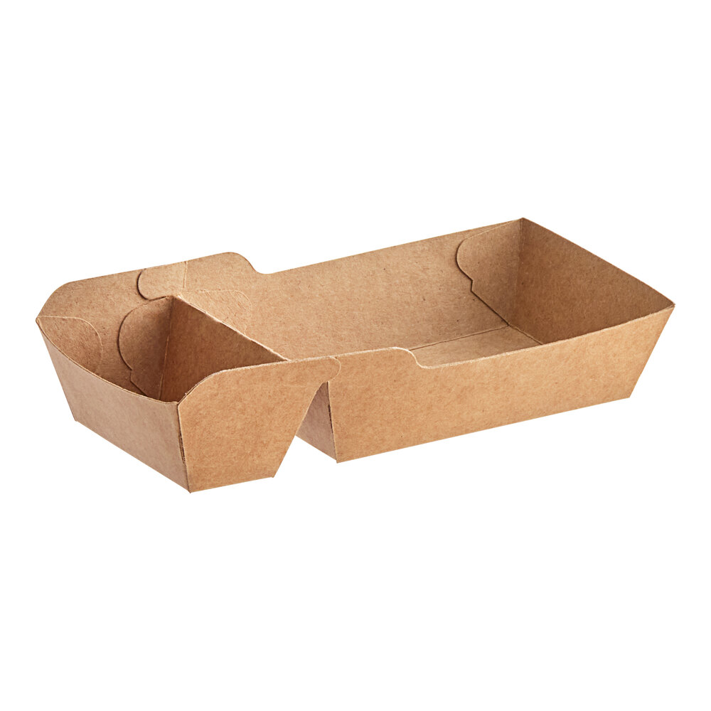 Carnival King 1 lb. Medium Two-Compartment Paper Food Tray 4 5/16 inch x 2 11/16 inch x 1 3/8 inch - 475/Case