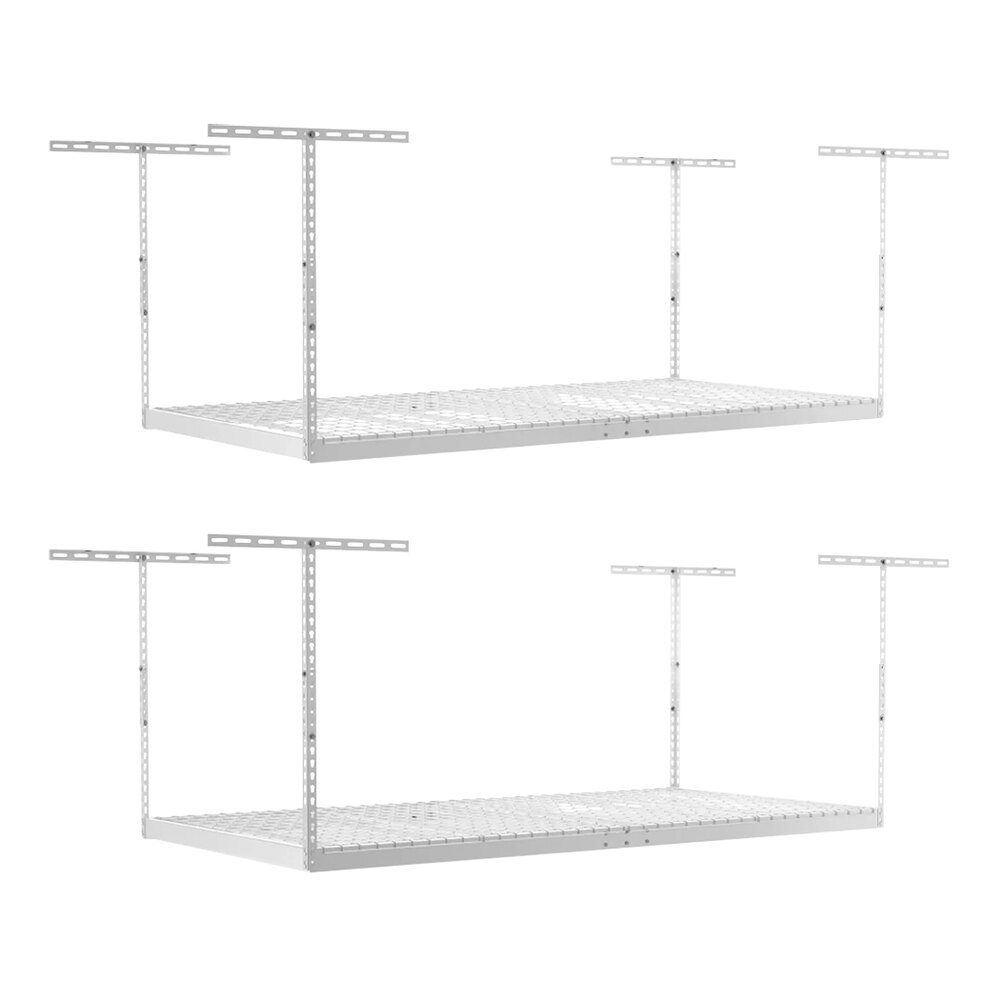 SafeRacks 4' x 8' White Overhead Storage Rack with Adjustable 24" 45