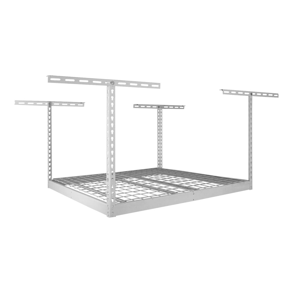 SafeRacks 4' x 4' White Overhead Storage Rack with Adjustable 24" 45
