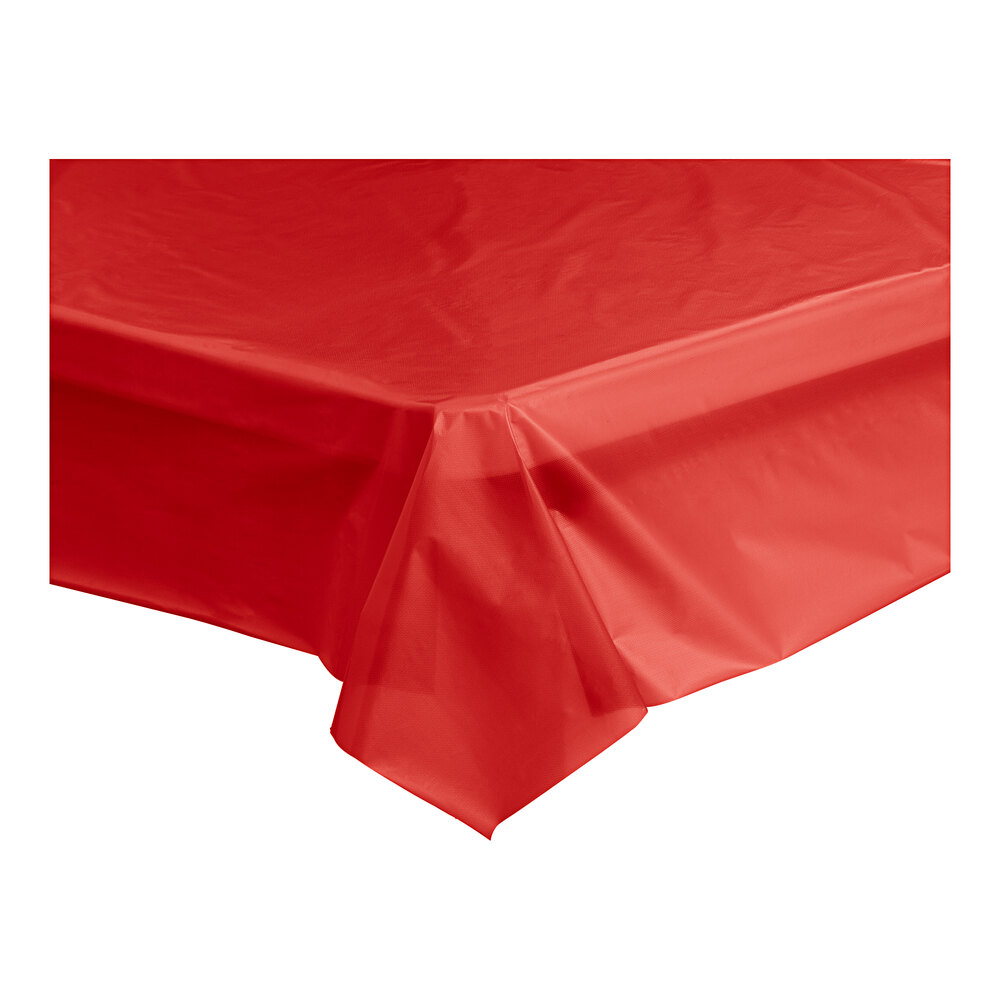 Choice 54" x 108" Red Plastic Table Cover 24/Case