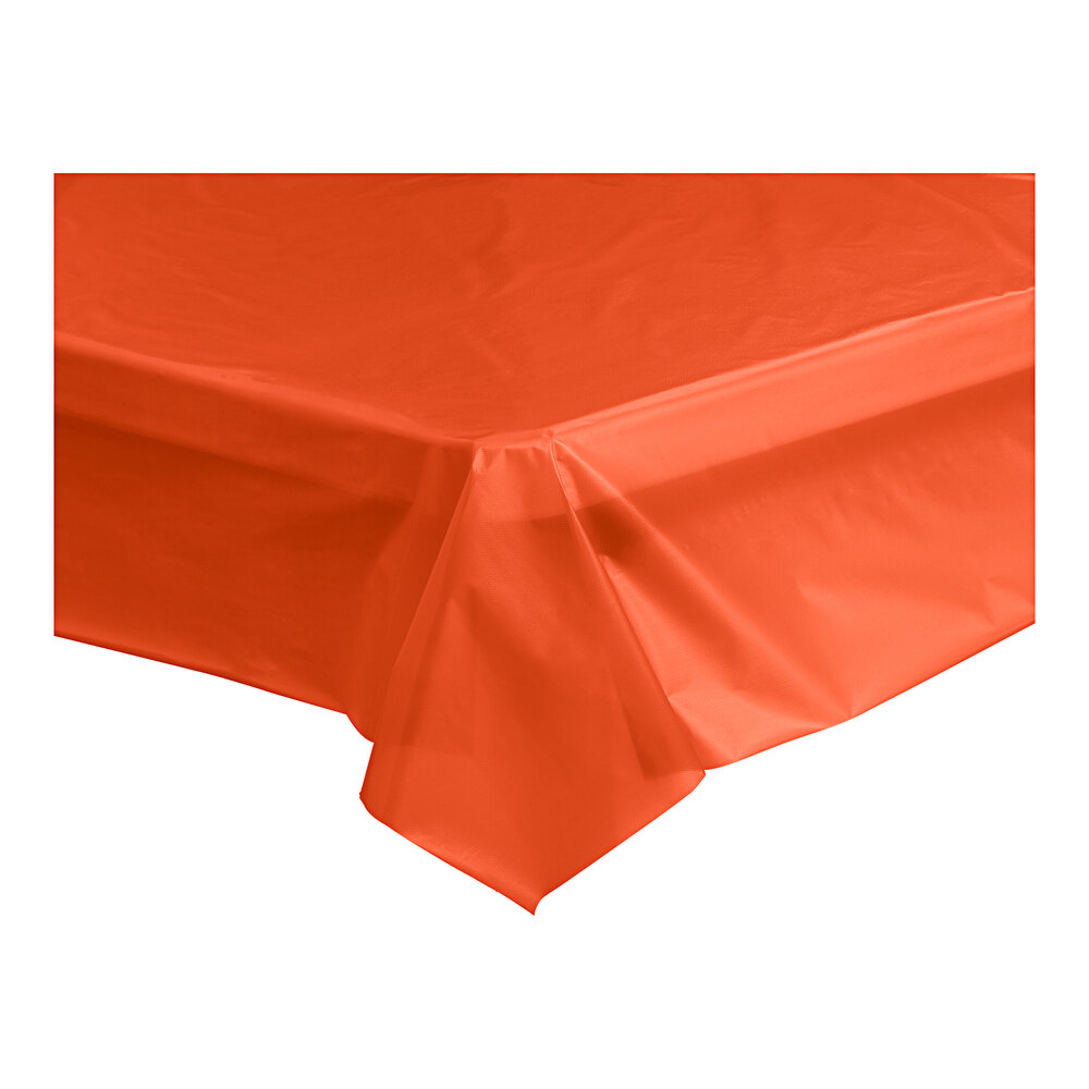 Choice 54" x 108" Tangerine Plastic Table Cover