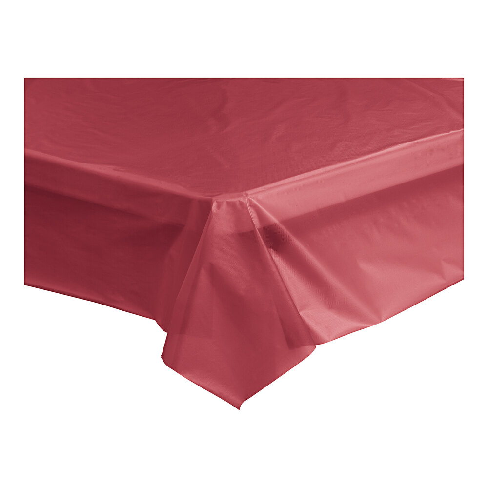 Choice 54" x 108" Burgundy Plastic Table Cover 24/Case